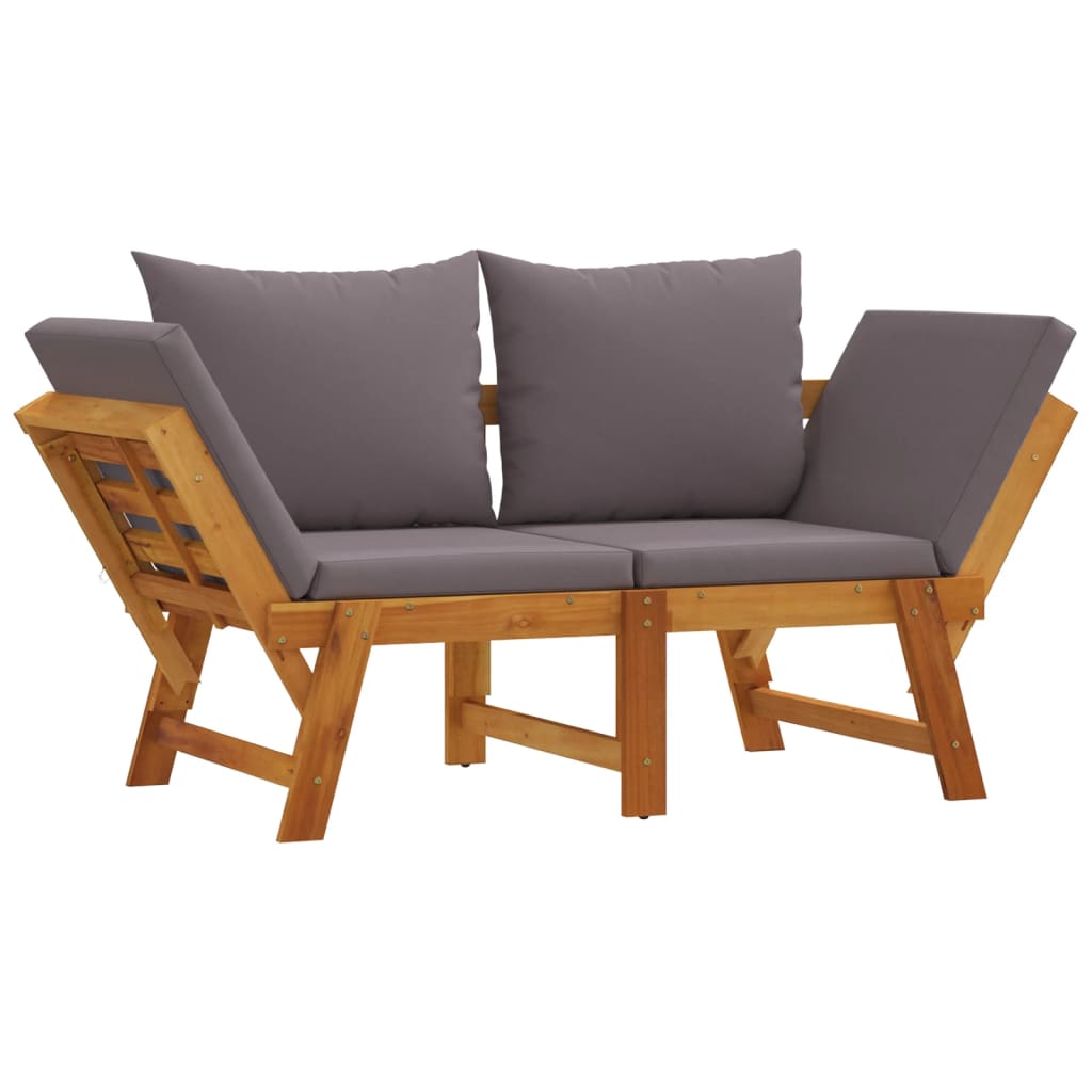Gartenbank mit Kissen 2-in-1 Massivholz Akazie – Bild 3